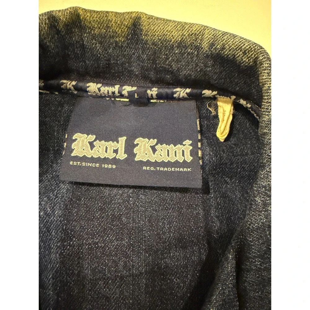 Vintage Karl Kani Denim Jacket L Embroidered Baggy Hip Hop Rap Y2K Rare